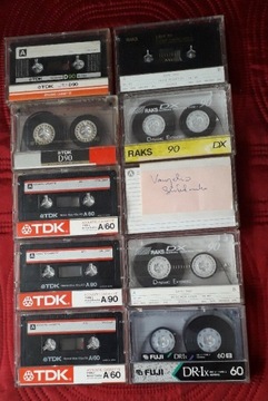 10 kaset audio używanych TDK, FUJI, Raks.