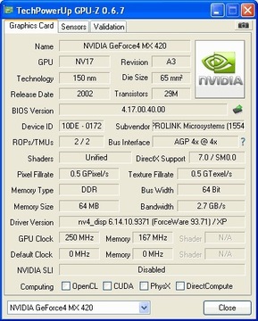 karta graficzna GeForce4 MX 420 - 64 MB - AGP