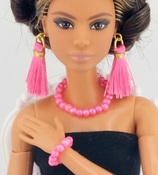 Zestaw biżuterii dla lalek Barbie różowy