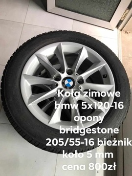 Koła zimowe bmw 5x120-16 opony 205/55-16 5 mm