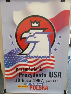 Bill Clinton w Warszawie Oryginalny plakat z 1997