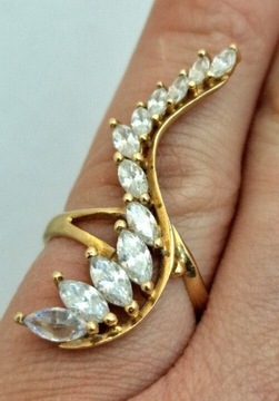 Piękny złoty pierścionek z kryształem górskim!