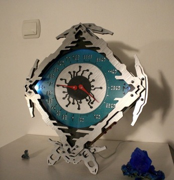 Unikatowy zegar wskaźnikow w stylu science fiction