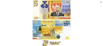 Banknot z Lechem Kaczyńskim 20zł