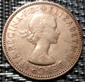 Anglia Elżbieta II Half Penny 1954 brąz