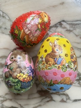 Jajka z króliczkami decoupage Wielkanoc