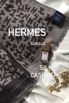 Szal szalik Hermes kaszmir jedwab monogram ysl