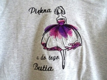 T-shirt damski haft Piękna Bestia Walentynki r.L