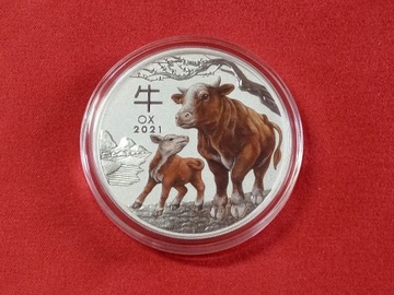 Rok Woła Ox Lunar III 1 oz kolor Perth Mint