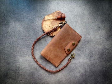 Portfel skórzany męski Biker handmade longwallet