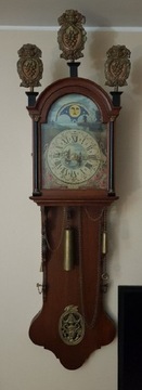 Duży zegar wiszący holenderski z budzikiem