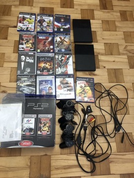 PlayStation 2 oryginalne pudełko 2 pady + gry