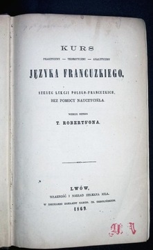 Kurs języka francuskiego - książka z 1869 roku