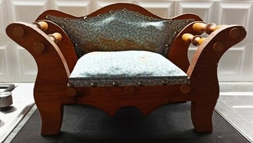 Stara kanapa drewniana mini fotel drewniany vintage dekoracja