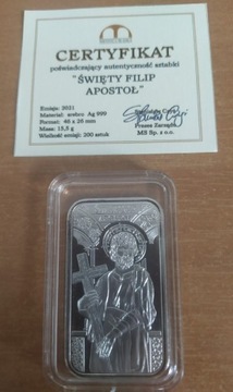 Św. Filip Apostoł 15.5g Srebra, Komunia, Chrzest