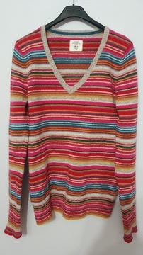 Wełniany sweter damski w paski z dekoltem M
