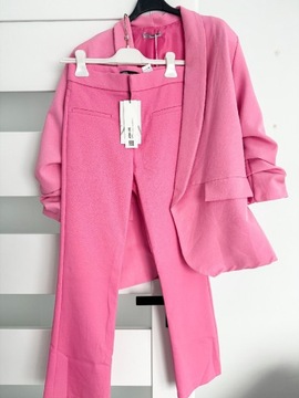 Garnitur roz spodnie Zara 34 marynarka butik uni 