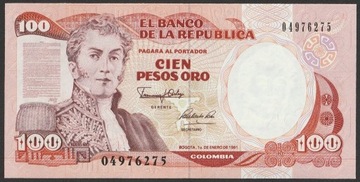 Kolumbia 100 pesos 1991 - stan bankowy UNC