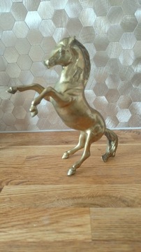 Piękny koń stojący duża figura mosiężna ciężka Massiv Messin 