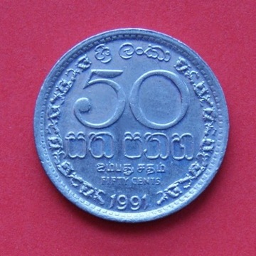 50 Centów  1991 r -  Sri Lanka  Stan !!