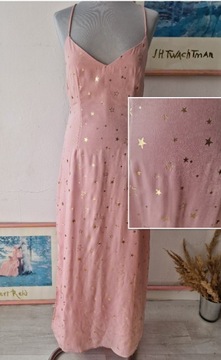 Nasty gal różowa sukienka na ramiączka letnia w złote r. 40 No145