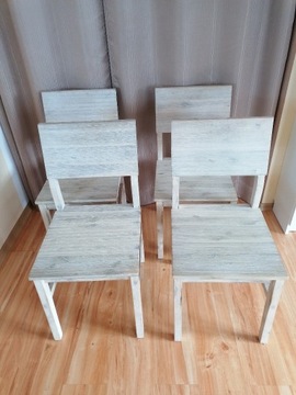 Krzesła - bielona akacja - lite drewno - 4 szt.