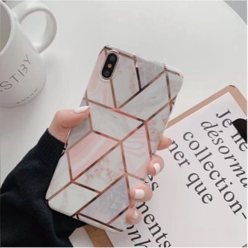 Marble geometric cover for iphone 7 soft coral