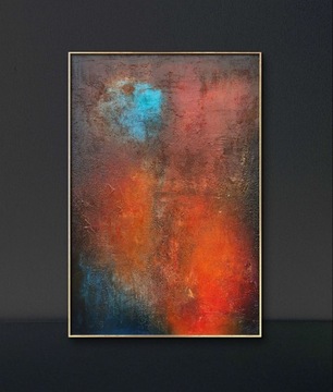 Abstrakcja, rdzawy, olej, 70x100cm, Monika Seroka