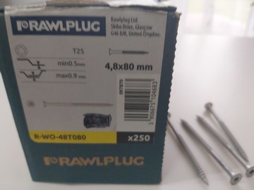 WKRĘTY do BLACHY RAWLPLUG R-WO-48T080 (250 szt.)