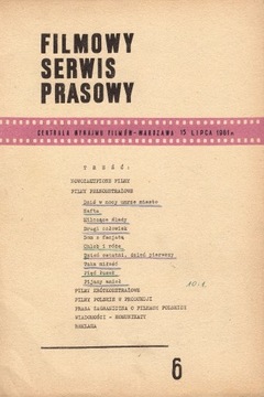 Filmowy Serwis Prasowy nr 6/15 Lipca 1961 r.