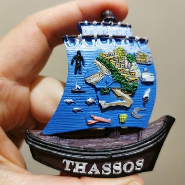 Magnes na lodówkę 3D Grecja Thassos Tasos okręt