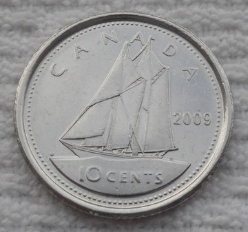 Kanada Elżbieta II 10 centów 2009 Szkuner KM# 492