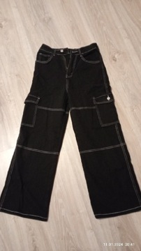Nowe spodnie szerokie bojówki z kieszeniami Roz xs
