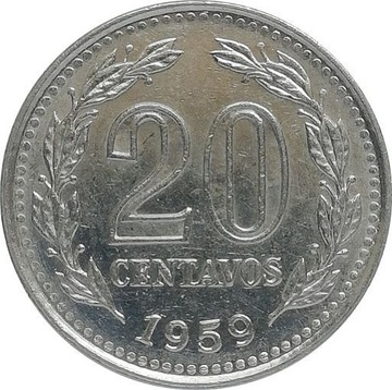 Argentyna 20 centavos 1959, KM#55