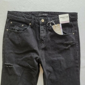 Czarne jeansy damskie spodnie straight leg Sinsay 38