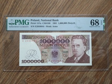 1000000 ZŁOTYCH 1991 seria E PMG 68 EPQ