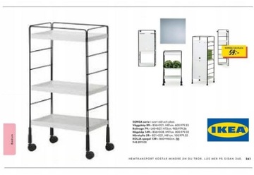 REGAŁ WÓZEK STOLIK IKEA SONGA PP STAL SILVER WHITE