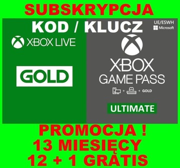 Game Pass + Live Gold 12 miesięcy ROK +1 GRATIS