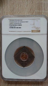 5zł.2016r.Rocznica Mennicy Warszawskiej-NGC PF69