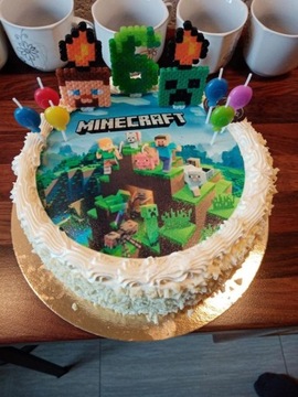 Topper urodziny Minecraft koraliki do prasowania 