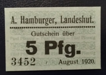 5 pfenig A. Hamburger, Kamienna Góra 