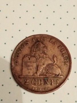 Moneta 2 centymy Belgia 1905