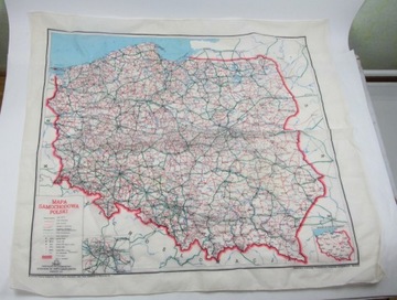 Mapa samochodowa Polski 1957 r. chusta