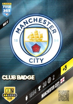 Manchester City MAC 4 - Karta Panini Club Badge