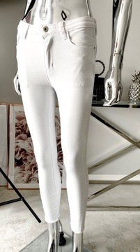 Spodnie jeans białe rurki rozmiar 34 XS elastyczne