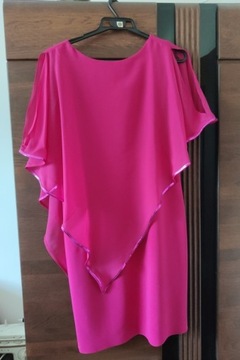 Raflen Collection Różowa sukienka kolor fuksja 40 L na wesele komunię