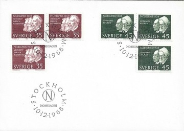 FDC Szwecja 1968 Nobliści 1908 Nobel nauka chemia