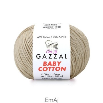 Włóczka GAZZAL Baby Cotton chłodny beż 3446