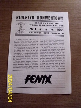 biuletyn konwentowy nr 1. 1991 r Fantastyka