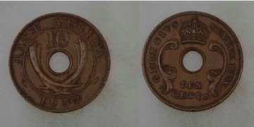 10 centów 1952 b/z Brytyjska Wschodnia Afryka